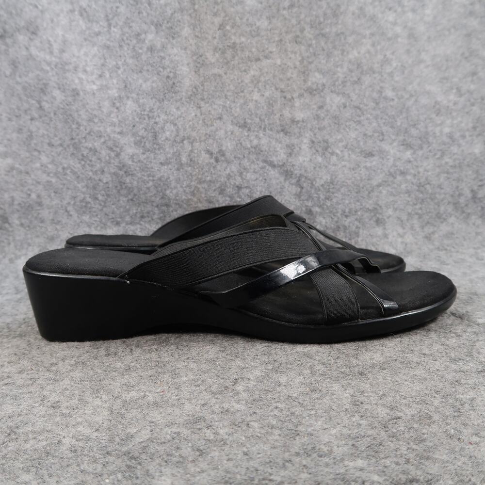 Mootsie Tootsie Shoes Womens 9 Sandals Slides Slip On Black Comfort Classic Heel